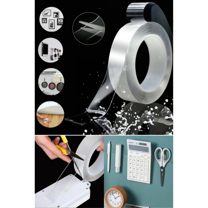 Çift Taraflı Bant Çıkarılabilir Süper Güçlü Çift Taraflı Bant Şeffaf Nano Yapışkanlı