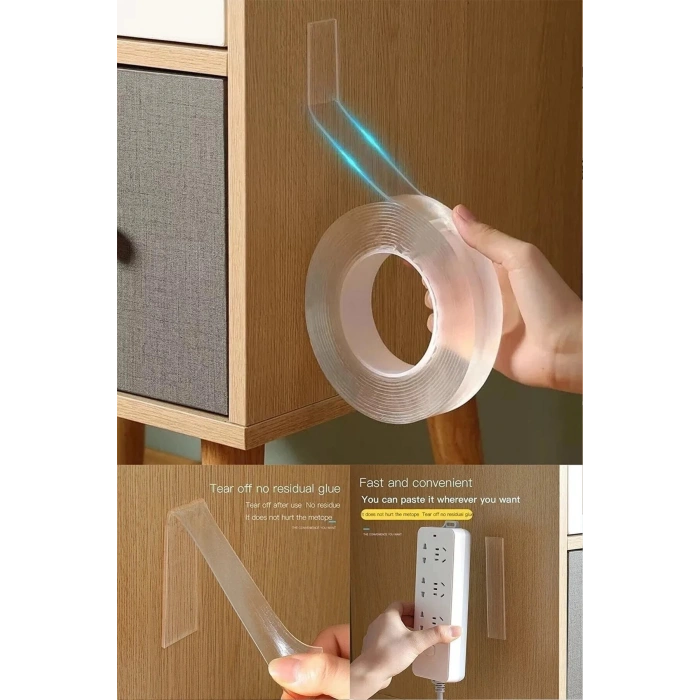 Çift Taraflı Bant Çıkarılabilir Süper Güçlü Çift Taraflı Bant Şeffaf Nano Yapışkanlı