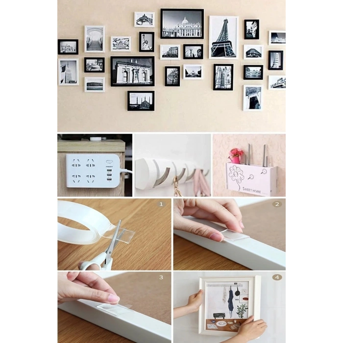 Çift Taraflı Bant Çıkarılabilir Süper Güçlü Çift Taraflı Bant Şeffaf Nano Yapışkanlı