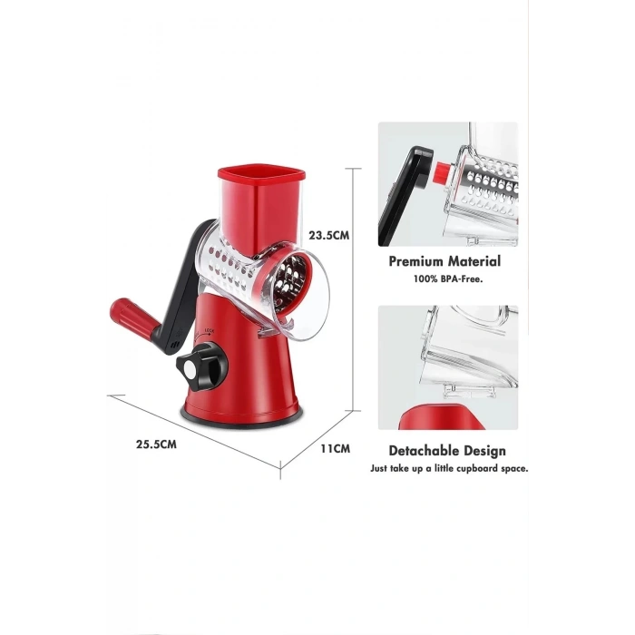 3 Bıçaklı Kollu Sebze Doğrayıcı Dilimleyici Mutfak Tambur Peynir