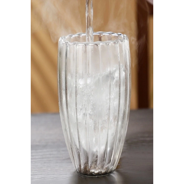 3lü Çift Cidarlı Burgulu Kristal Cam Bardağı Çay Süt Kahve Kupası Sıcak & Soğuk