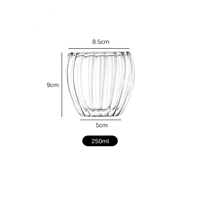 2li Cidarlı Borosilikat Tarz Origami Burgulu Bardak Çay Süt Kahve Kupası