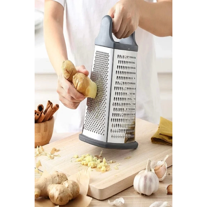 2li Büyük Boy Çelik Rende Silikon Tabanlı 4 Fonksiyonlu Sarımsak