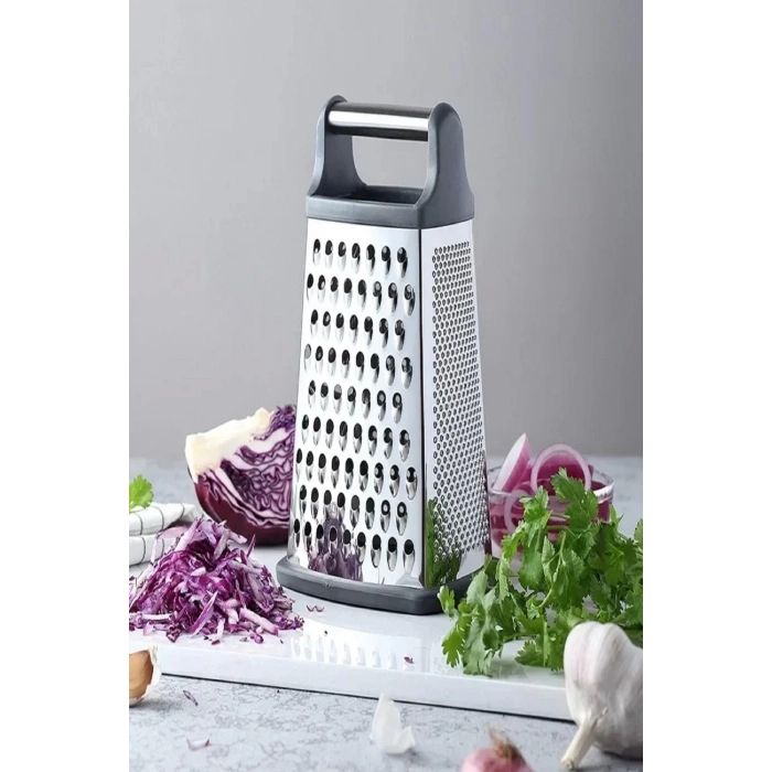 2li Büyük Boy Çelik Rende Silikon Tabanlı 4 Fonksiyonlu Sarımsak