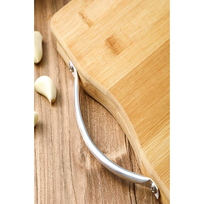 2li Bambu Kesim Panosu Lüx İki Boy Çelik Saplı Peynir Servis Sunum