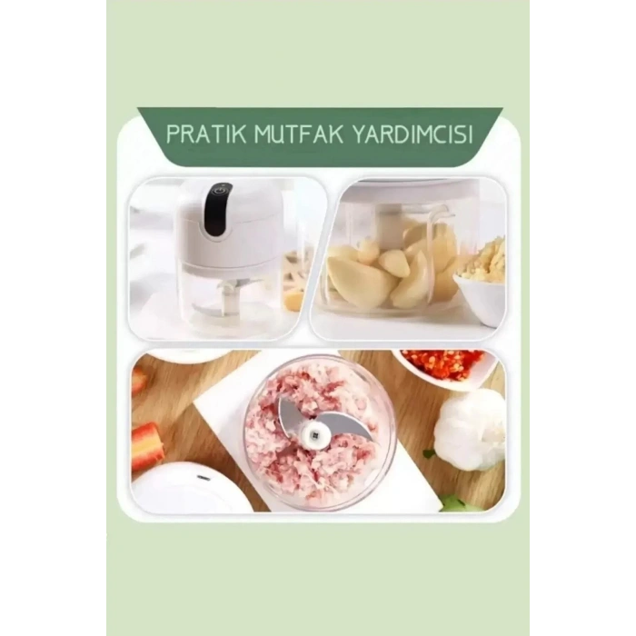 Şarjlı Mini El Rondosu Çelik 3 Bıçaklı 250 Ml Mutfak Robotu Hazneli Rondo