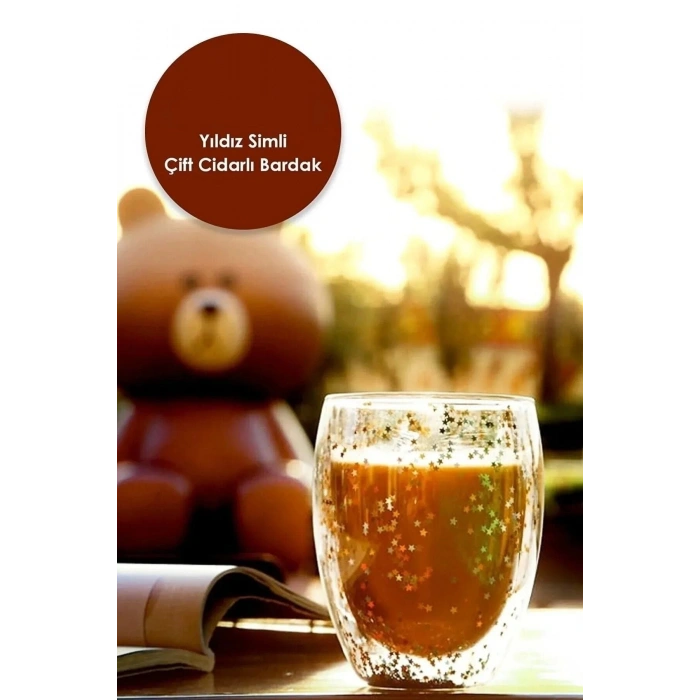 2 Li Yıldız Simli Retro Bardak Kahve Sunum Meşrubat Kokteyl Bardağı Sıcak