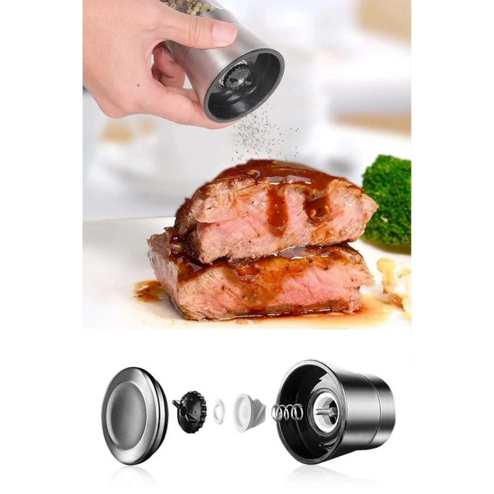 Karabiber Tuzluk Değirmeni Baharat Öğütücü Seramik Bıçaklı Dayanıklı