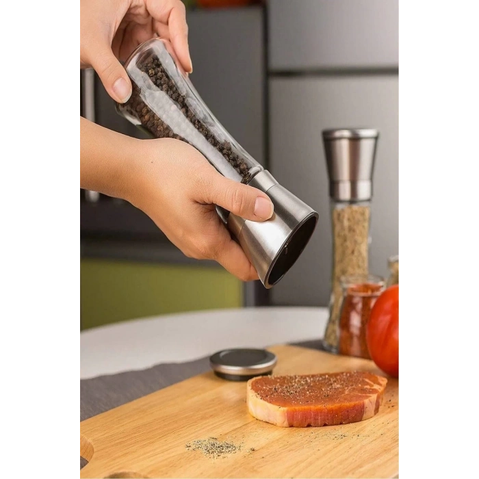 Karabiber Tuzluk Değirmeni Seramik Bıçaklı Öğütücü Büyük Boy Baharat