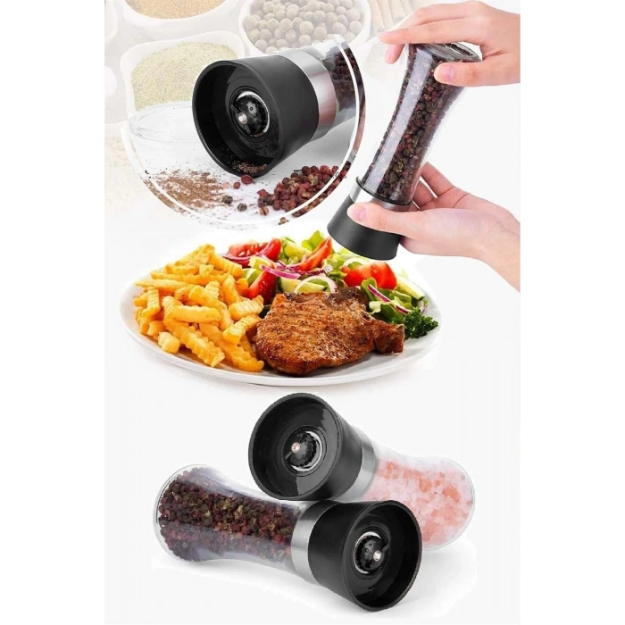 Karabiber Tuzluk Değirmeni Seramik Bıçaklı Öğütücü Büyük Boy Baharat