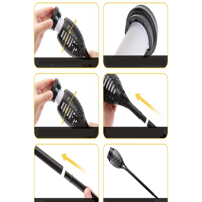 Titreşen Alev Meşale Işığı Güneş Enerjili Bahçe Aydınlatma Led Avlu Bahçe