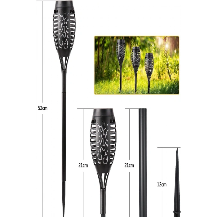 Titreşen Alev Meşale Işığı Güneş Enerjili Bahçe Aydınlatma Led Avlu Bahçe