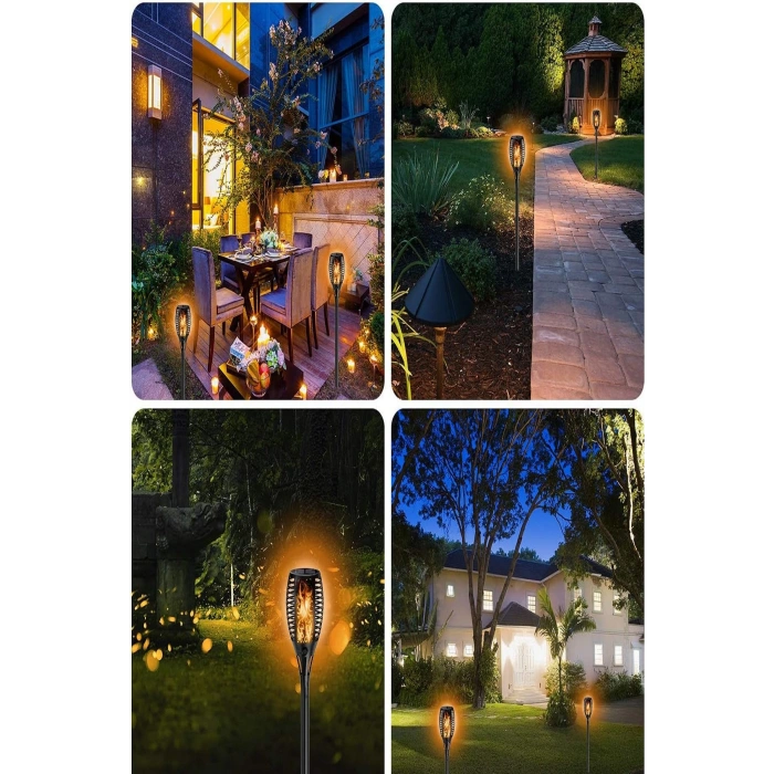 Titreşen Alev Meşale Işığı Güneş Enerjili Bahçe Aydınlatma Led Avlu Bahçe