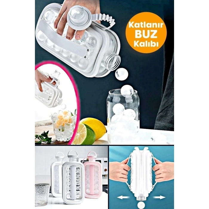 Katlanır Buz Küpü Kalıbı Ve Içecek Şişesi Pratik Taşınabilir Buz Küpü
