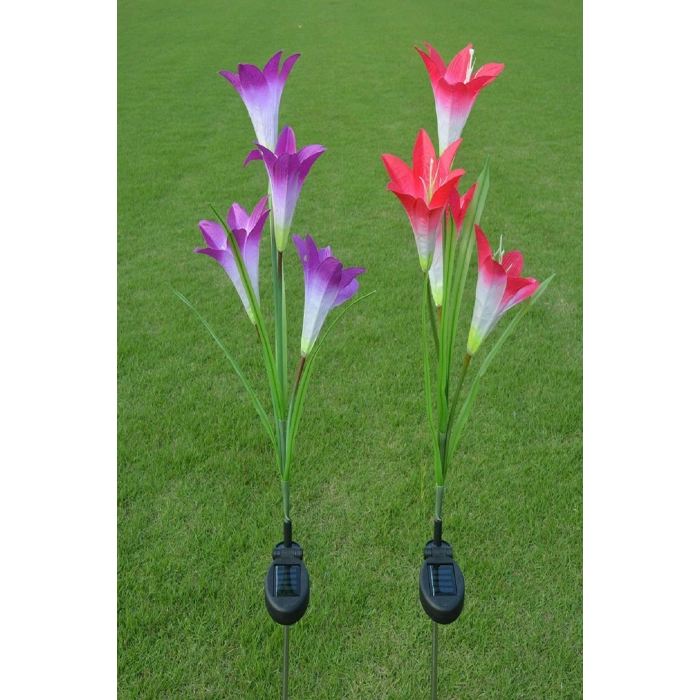 2li Zambak Çiçeği Led Lamba Güneş Enerjili Bahçe Aydınlatma Avlu Bahçe Yolu