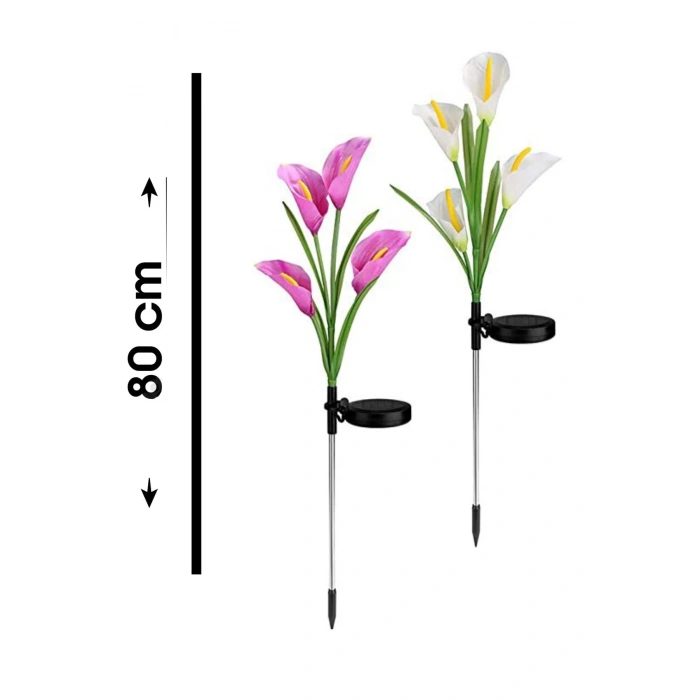 2li Zambak Çiçeği Led Lamba Güneş Enerjili Bahçe Aydınlatma Avlu Bahçe Yolu