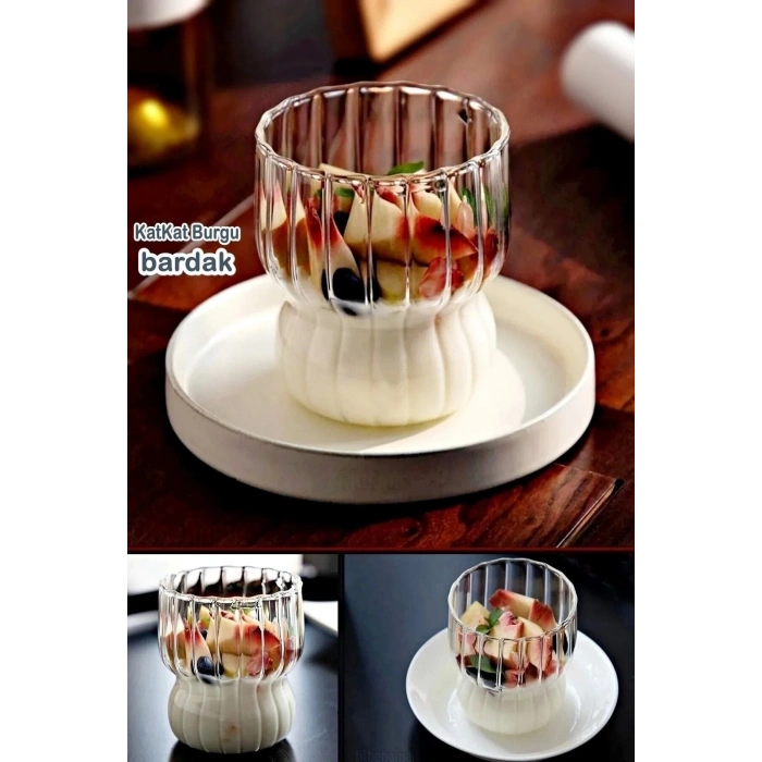 Katlı Burgu Şekilli Bardak Kahve Sunum Bardağı Isıya Dayanıklı Borosilikat