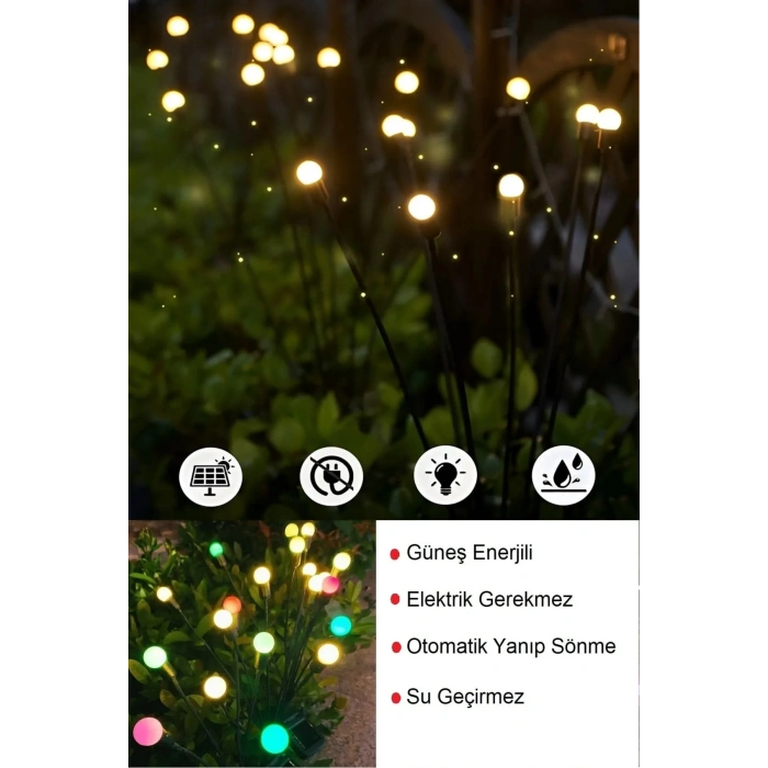 Tekli 6 Led Renkli Solar Bahçe Işıkları Güneş Enerjili Bahçe Peyzaj Aydınlatma