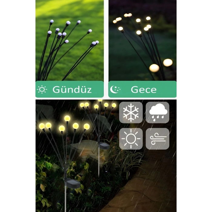 6 Led Renkli Solar Bahçe Işıkları 2 Li Güneş Enerjili Bahçe Peyzaj Aydınlatma Su Geçirmez Led Lamba
