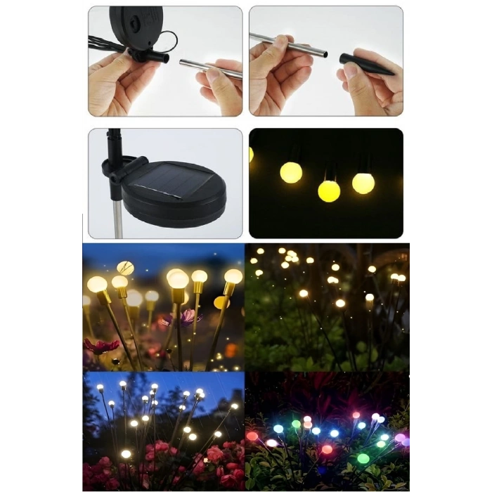 6 Led Renkli Solar Bahçe Işıkları 2 Li Güneş Enerjili Bahçe Peyzaj Aydınlatma Su Geçirmez Led Lamba