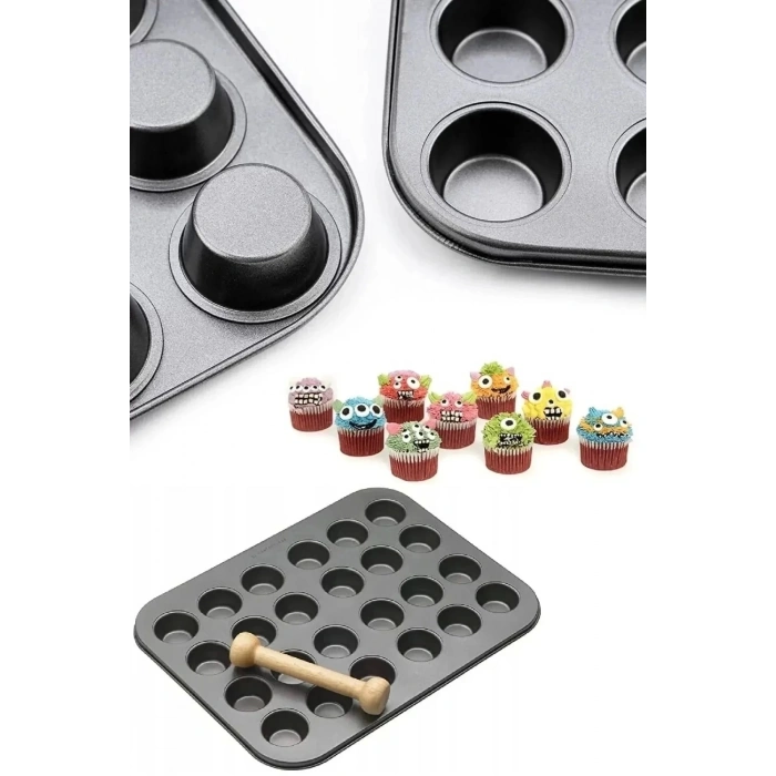 24lü Ve 12li Muffin Cupcake Kapsüllü Muffin Kalıbı Yüksek Kaliteli Yanmaz Yapışmaz Turta Tepsi
