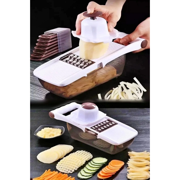 Çok Fonksiyonlu Paslanmaz 8 Bıçaklı Rende Sebze Patates Doğrayıcı Dilimleyici Pratik Rende Seti