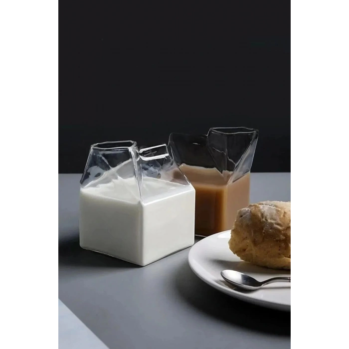 2 Adet Isıya Dayanıklı Borosilikat Süt Kutusu Bardak Kahve Ve Sunum Borosilikat Bardak 350ml