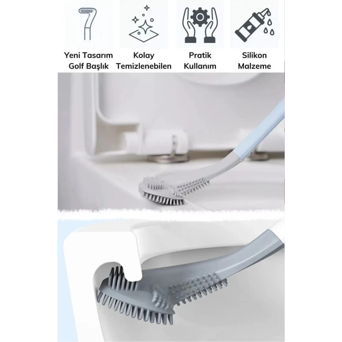 3 Adet Golf Tuvalet Fırçası Bükülebilir Duvara Monte Silikon Wc Klozet Banyo Küvet Temizlik Fırçası