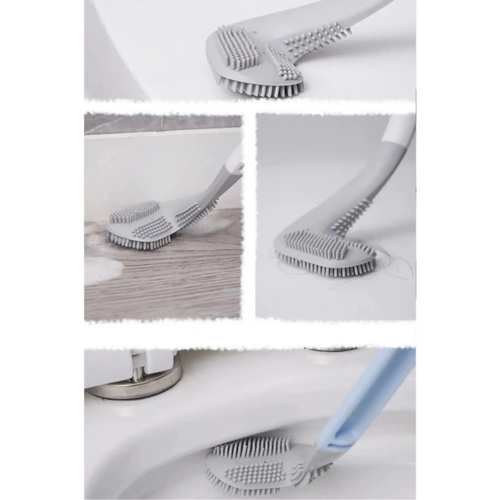 3 Adet Golf Tuvalet Fırçası Bükülebilir Duvara Monte Silikon Wc Klozet Banyo Küvet Temizlik Fırçası