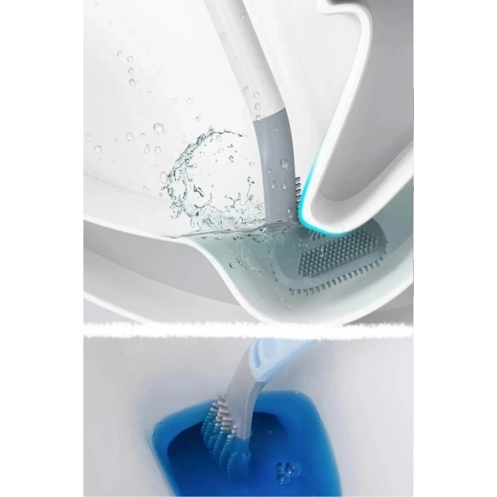 3 Adet Golf Tuvalet Fırçası Bükülebilir Duvara Monte Silikon Wc Klozet Banyo Küvet Temizlik Fırçası