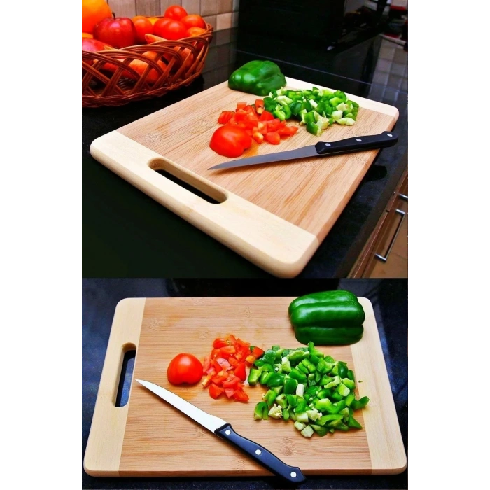 Bambu Kesme Tahtası Mutfak Orta Boy Extra Dayanıklı Koku Yapmaz Bambu Tahta
