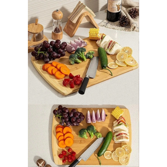 Bambu Kesme Tahtası Mutfak Orta Boy Extra Dayanıklı Koku Yapmaz Bambu Tahta