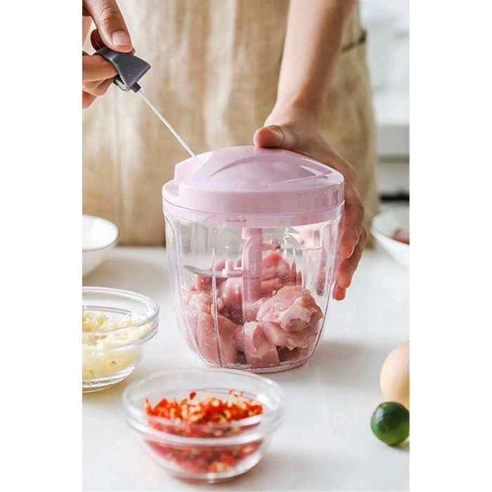 Ipli El Rondosu 5 Çelik Bıçaklı Büyük Boy Sebze Meyve Et Soğan Doğrayıcı Blender Rende