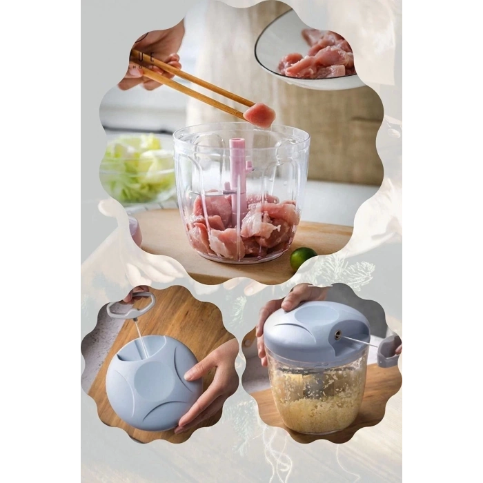 Ipli El Rondosu 5 Çelik Bıçaklı Büyük Boy Sebze Meyve Et Soğan Doğrayıcı Blender Rende