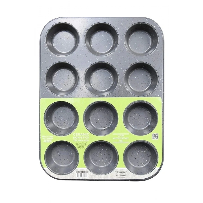 Muffin Kalıbı 12li Kek Kurabiye Cupcake Muffin Kalıbı Fırın Kapsül Tepsisi Granit Kaplama