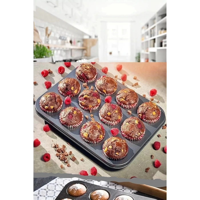 Muffin Kalıbı 12li Kek Pasta Kurabiye Cupcake Muffin Kalıbı Kek Çörek Fırın Kapsül Tepsisi
