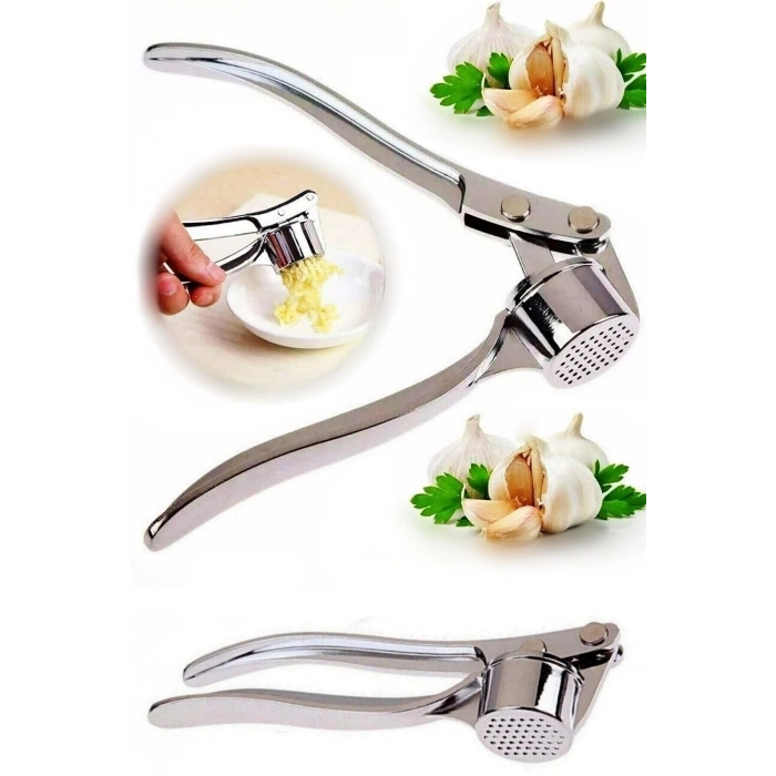 Çelik Sarımsak Ezici Press Pratik Hazneli Sarımsak Ezme Aparatı Paslanmaz Çelik