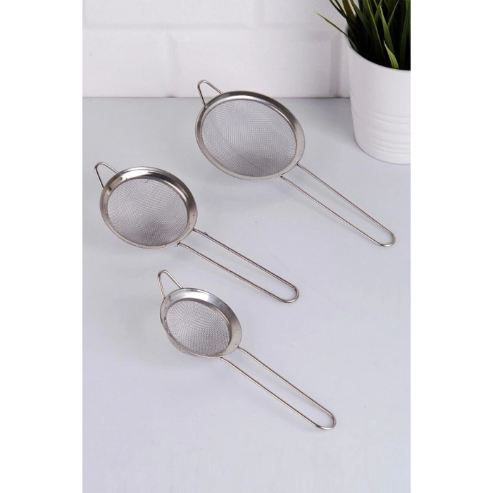 Süzgeci Paslanmaz Metal Çay Süzgeci Bitki Çayı Demleme Süzgeç Çok Amaçlı 3 Lü Set