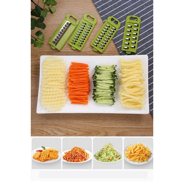 Orijinal Rende Dilimleyici 13 Parça Hazneli Sebze Patates 8 Bıçaklı Rendeleme Seti