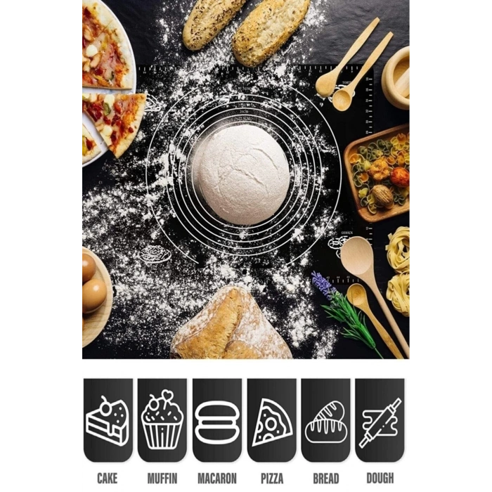 Hamur Matı Açma Yoğurma Mat Silpat Siyah
