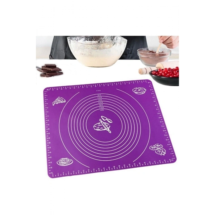 Hamur Açma Silikon Yoğurma Matı Silpat Mor Hamur Matı Pasta Fırın Altlığı Çok Amaçlı Silikon