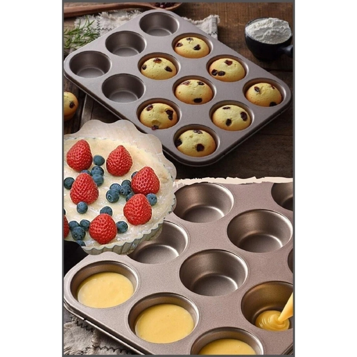 Muffin Kalıbı 12li Kek Pasta Kurabiye Cupcake Lüx Muffin Kalıbı Kek Çörek Fırın Kapsülü