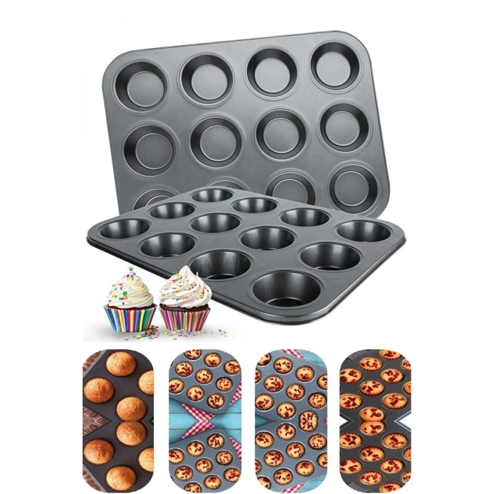 Muffin Kalıbı 12li Kek Pasta Kurabiye Cupcake Lüx Muffin Kalıbı Kek Çörek Fırın Kapsülü