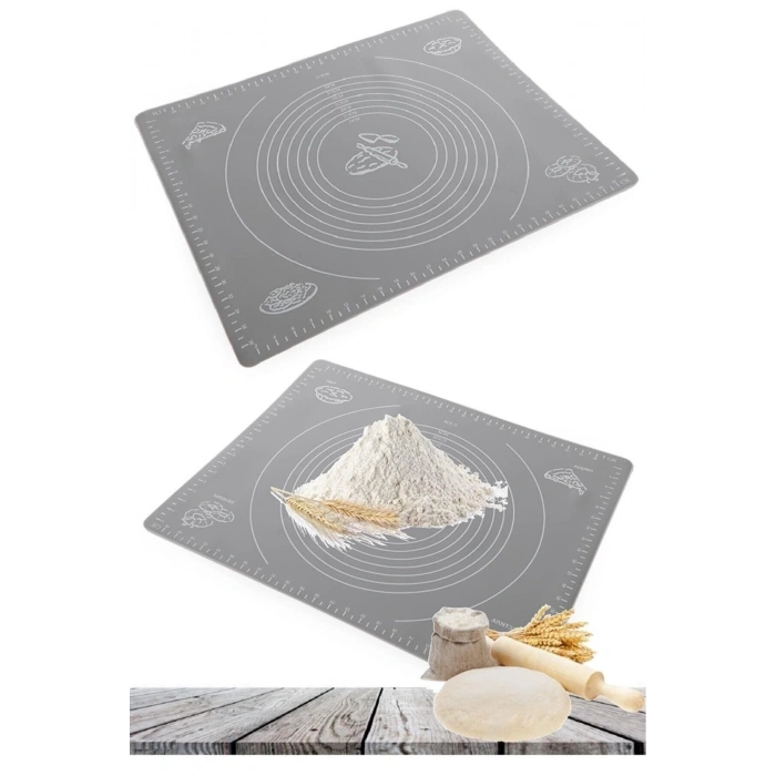 Hamur Açma Silikon Yoğurma Matı Silpat Gri Hamur Matı Pasta Fırın Altlığı Çok Amaçlı