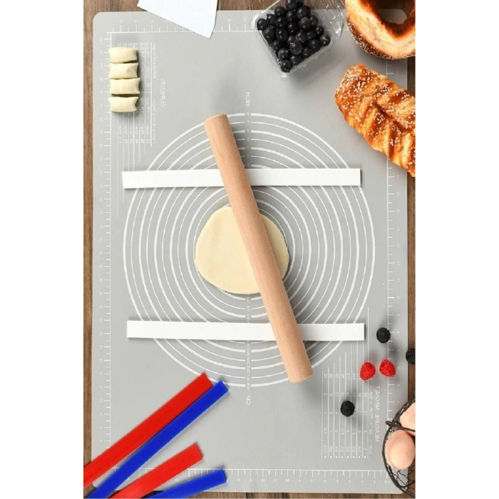 Hamur Açma Silikon Yoğurma Matı Silpat Gri Hamur Matı Pasta Fırın Altlığı Çok Amaçlı