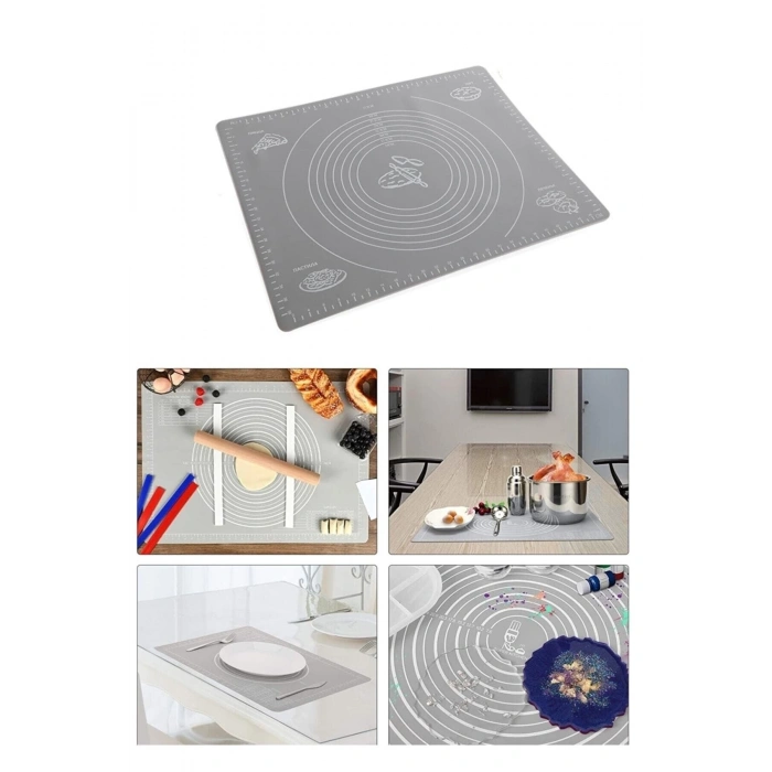 Hamur Açma Silikon Yoğurma Matı Silpat Gri Hamur Matı Pasta Fırın Altlığı Çok Amaçlı