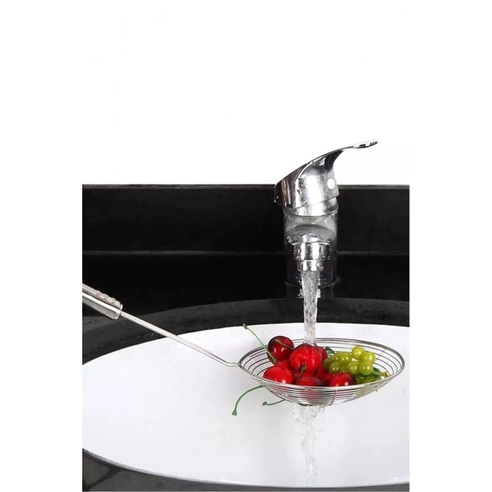 Çelik Kevgir Patates Sebze Yağ Kızartma Süzgeç Lüx Servis Seti Mutfak Tel Kepçe Kızartma