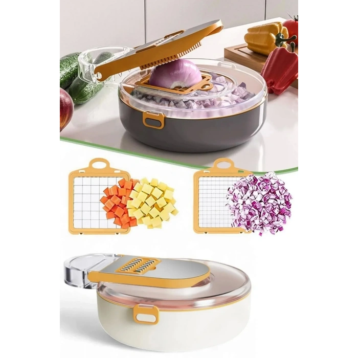 Rende Seti Vegetable Cutter Pro Rende Sebze Doğrayıcı Dilimleyici Hazneli Soğan Küp Kesici Dicer