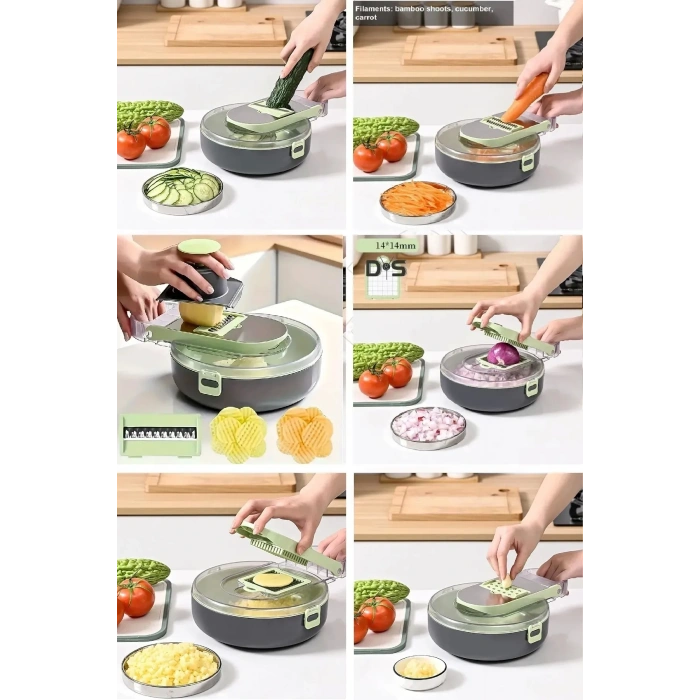 Rende Seti Vegetable Cutter Pro Rende Sebze Doğrayıcı Dilimleyici Hazneli Soğan Küp Kesici Dicer