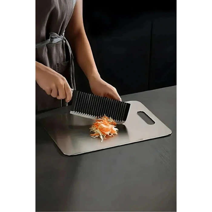 Çelik Paslanmaz  Metal Tezgah Koruyucu Kesme Çelik Tahtası Hamur Açma Tezgahı 23X34 Cm